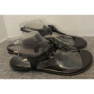 Michael Kors Sandals Women's Size 11M Black Flat Thong Slingback Flower‎ Summer